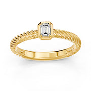 Solitaire Vittoria bague diamant Émeraude 0.20 carat or jaune